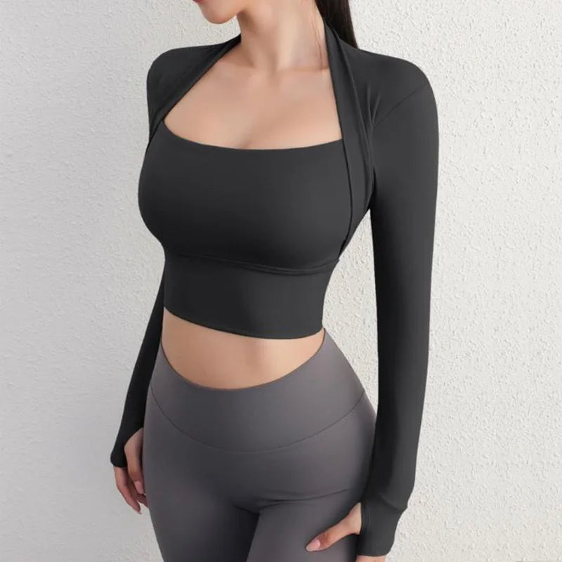 Cloud Hide Women’s Long Sleeve Yoga Crop Top