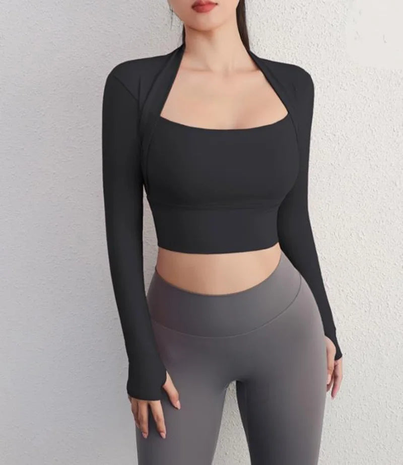 Cloud Hide Women’s Long Sleeve Yoga Crop Top
