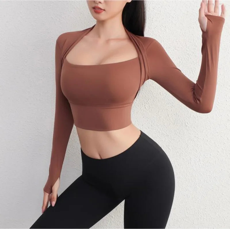 Cloud Hide Women’s Long Sleeve Yoga Crop Top