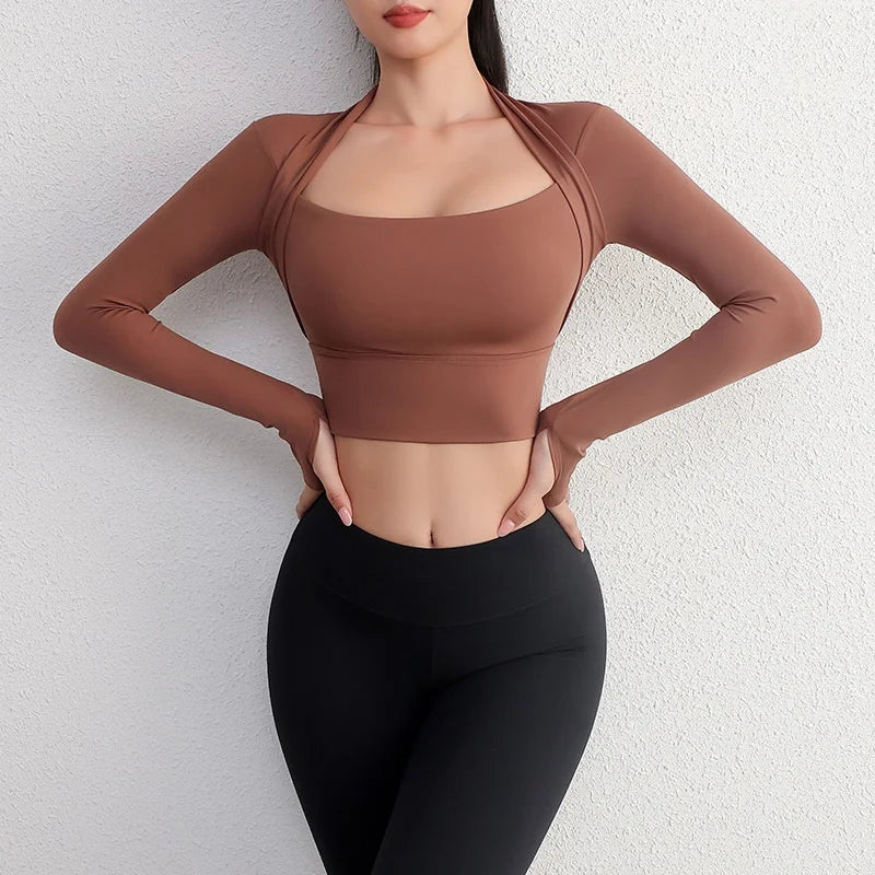 Cloud Hide Women’s Long Sleeve Yoga Crop Top