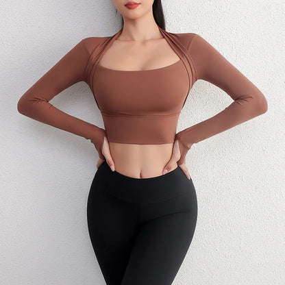 Cloud Hide Women’s Long Sleeve Yoga Crop Top
